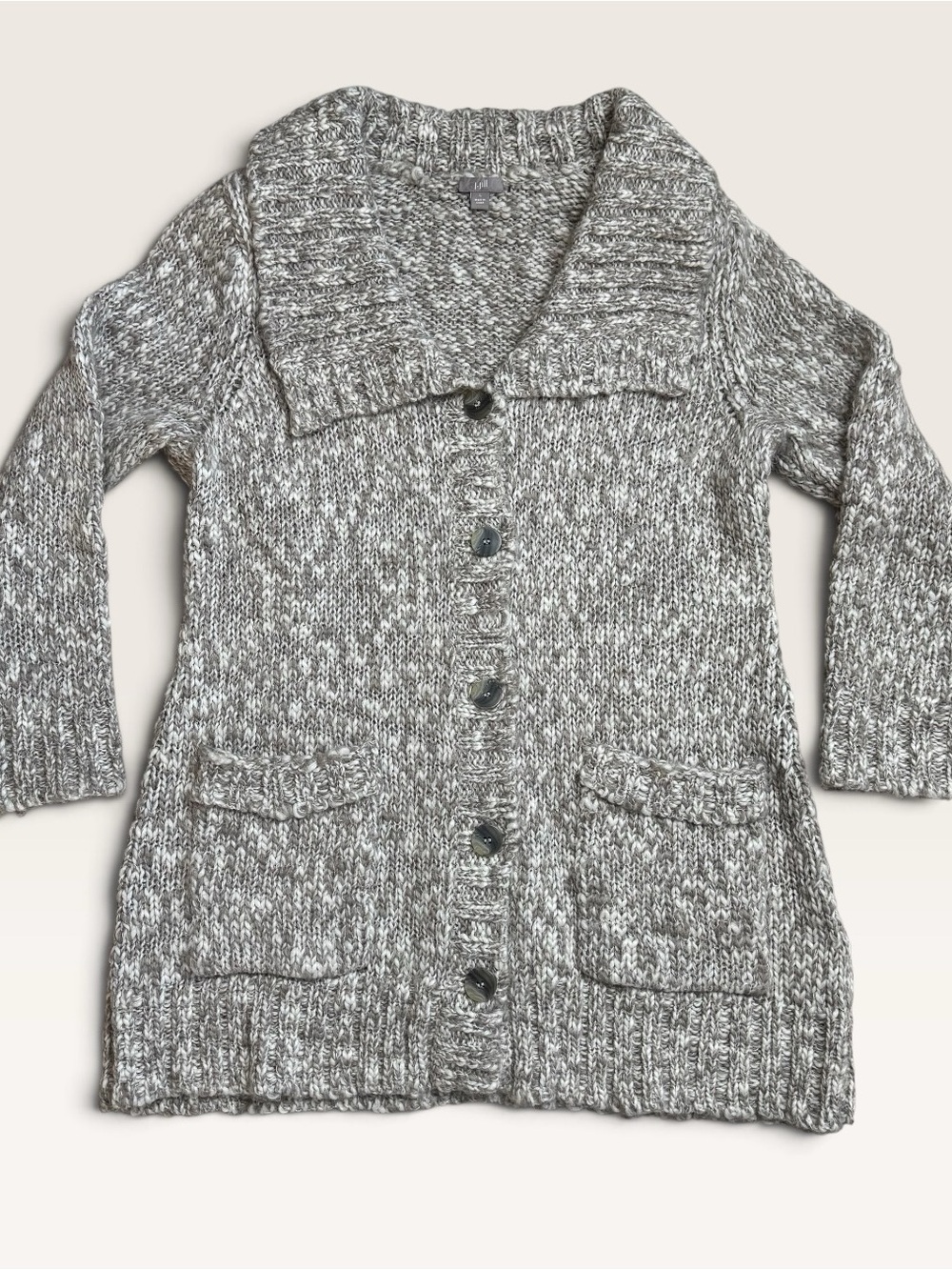 J.Jill Chunky Knit Wool Alpaca Long Cardigan Sweater Coat Gray